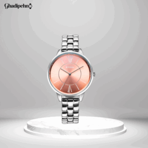 Titan Neo Quartz Analog Rose Gold Dial Silver Metal Strap Watch For Women